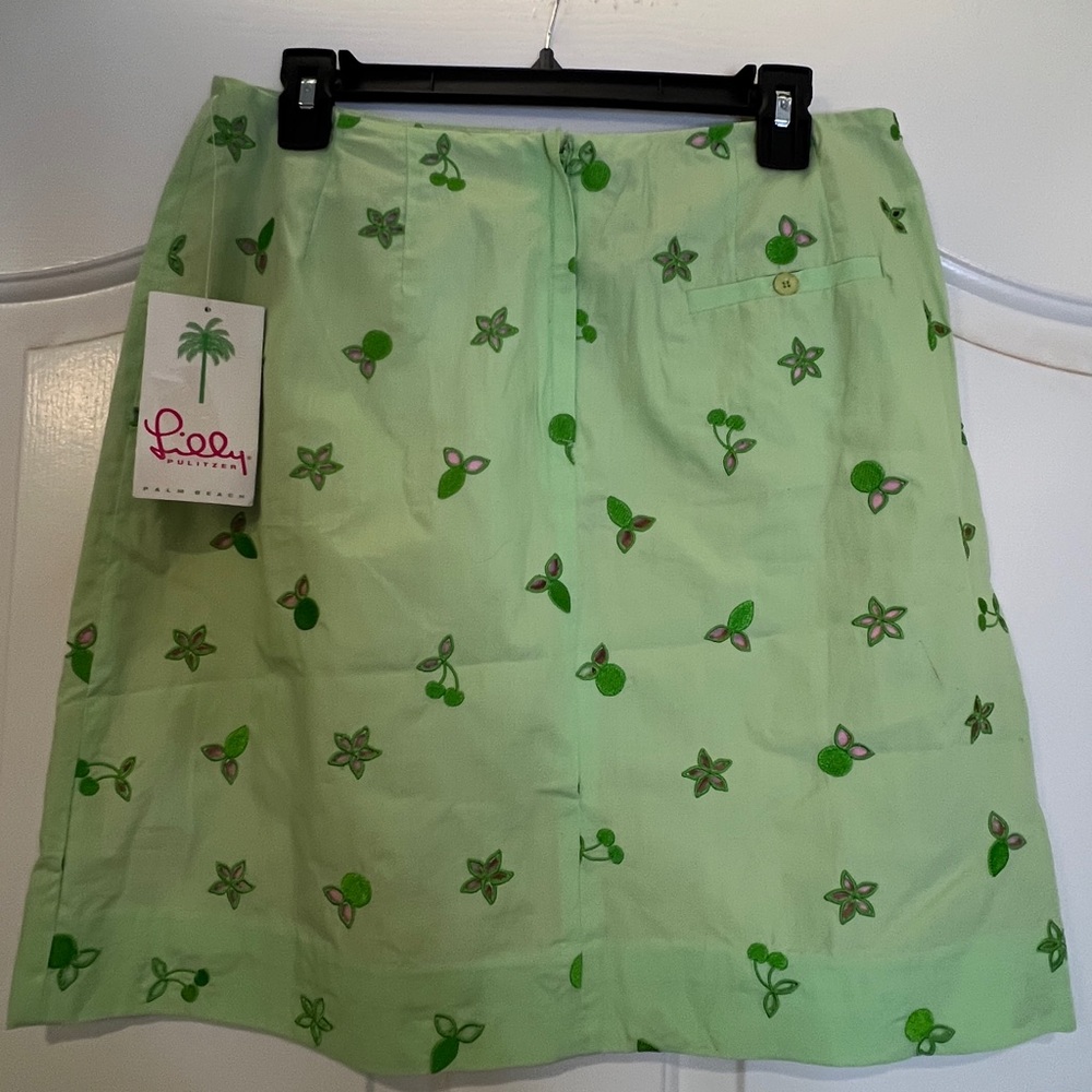 Vtg Lilly Pulitzer Skirt Embroidered Pistachio & Pink Underlay Women Size 8P NWT - Picture 6 of 11